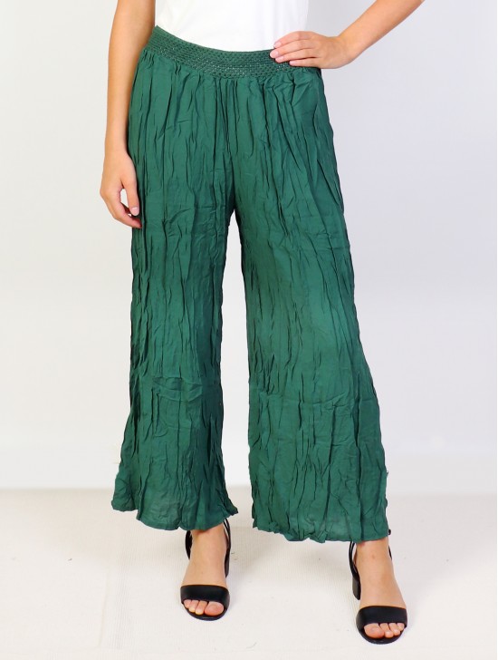 Solid Color Wide-Leg Full-length Pants